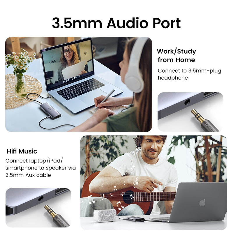 UGREEN USB HUB 4K HDMI Adapter USB C to RJ45 USB 3.0 PD 100W Dock for MacBook Pro Air M2 M1 USB-C Type C 3.1 Splitter USB C HUB