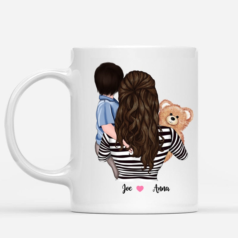 Personalized Coffee Mug Family Mom and Daughter Son Happiness Is Being A Mom Gift Mugs Cups 11oz/15oz R2062