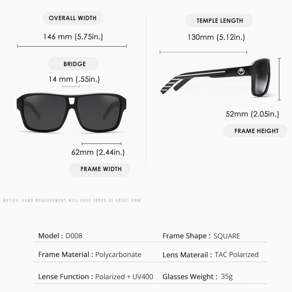 Gafas de sol polarizadas para hombre y mujer, diseño cuadrado Jam, gafas de sol deportivas negras para hombre, gafas de sol polarizadas para hombre