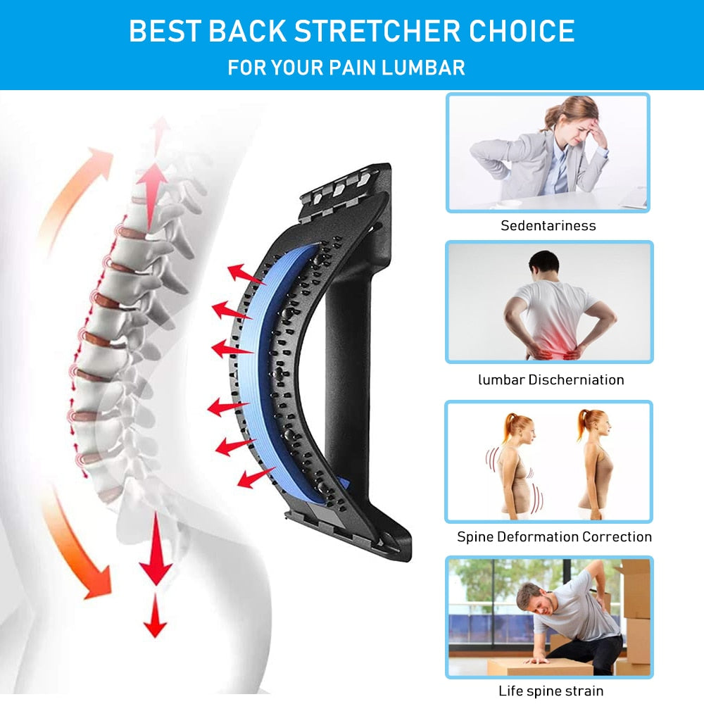Masajeador de espalda ajustable de varios niveles, estiramiento de cintura y cuello, Fitness, Lumbar, soporte para columna Cervical, alivio del dolor, relajación