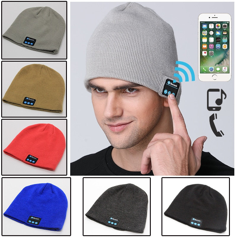 Winter Bluetooth-compatible USB Rechargeable Music Headset Warm Knitting Beanie Hat Cap