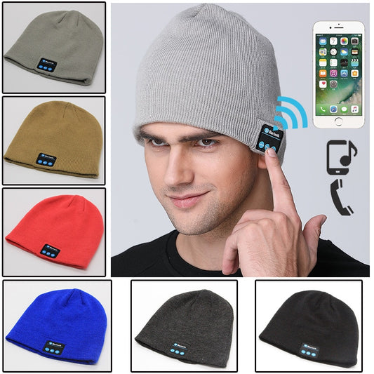 Winter Bluetooth-compatible USB Rechargeable Music Headset Warm Knitting Beanie Hat Cap