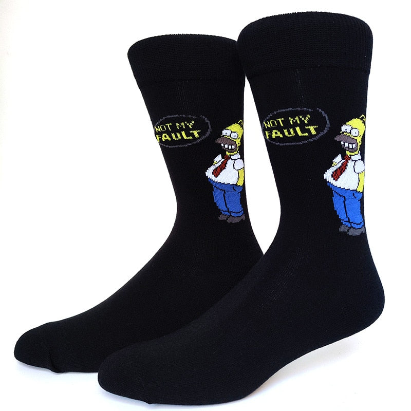 Simpsons Cartoon Anime Funny Socks Men Hip Hop Print Novelty Crazy Sokken Hip Hop Unisex Comfortable Skateboard Happy Meias