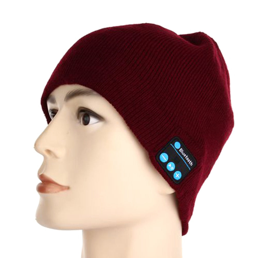 Winter Bluetooth-compatible USB Rechargeable Music Headset Warm Knitting Beanie Hat Cap