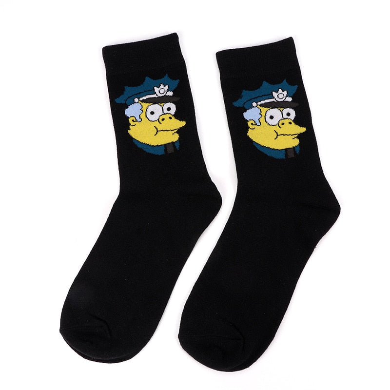 Simpsons Cartoon Anime Funny Socks Men Hip Hop Print Novelty Crazy Sokken Hip Hop Unisex Comfortable Skateboard Happy Meias
