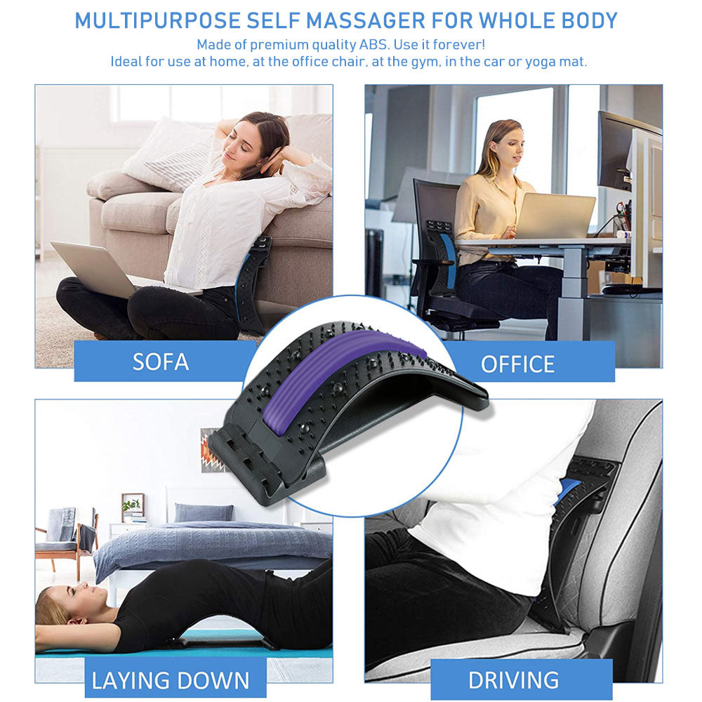 Masajeador de espalda ajustable de varios niveles, estiramiento de cintura y cuello, Fitness, Lumbar, soporte para columna Cervical, alivio del dolor, relajación