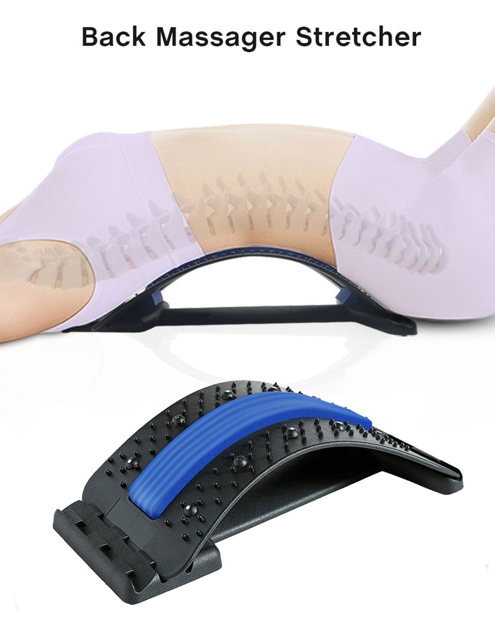 Masajeador de espalda ajustable de varios niveles, estiramiento de cintura y cuello, Fitness, Lumbar, soporte para columna Cervical, alivio del dolor, relajación