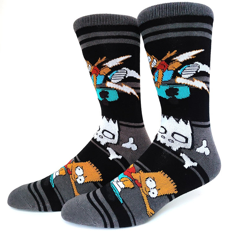 Simpsons Cartoon Anime Funny Socks Men Hip Hop Print Novelty Crazy Sokken Hip Hop Unisex Comfortable Skateboard Happy Meias
