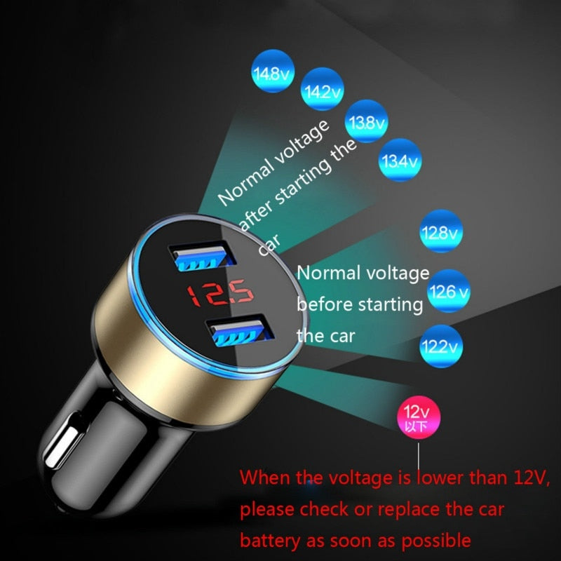 Car Charger 3.1A LED Display USB Phone Charger for Xiaomi Samsung IPhone 12 11 Pro 7 8 Plus Mobile Phone Adapter Car-Charger