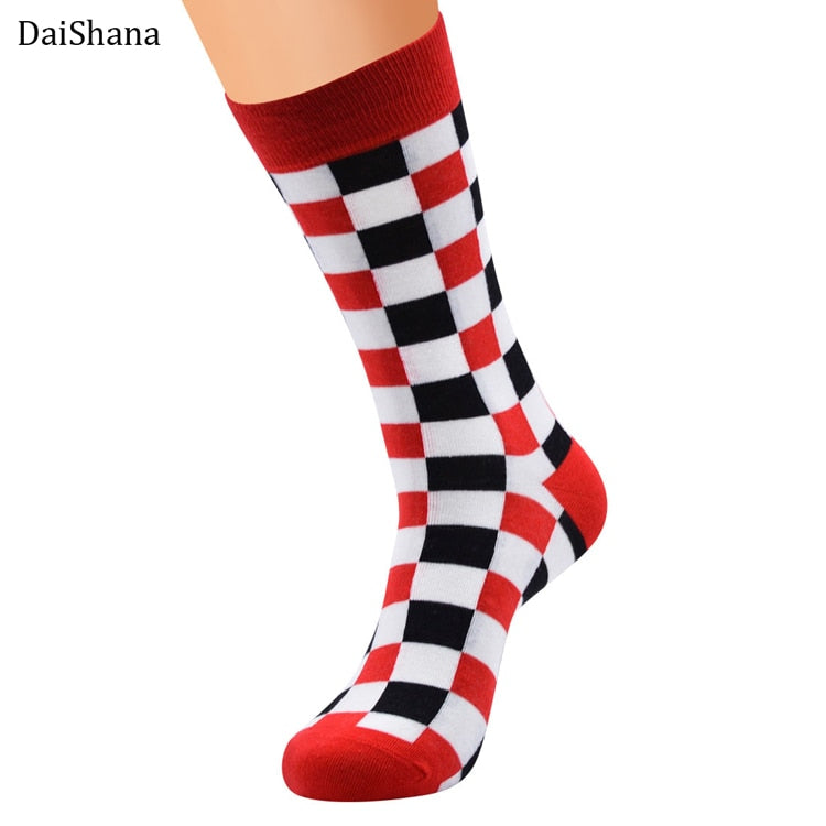 Harajuku Street Fashion Trendly Women Socks Black and White Squares Pattern Socks Men Novelty Skateboard Funny Cotton Socks