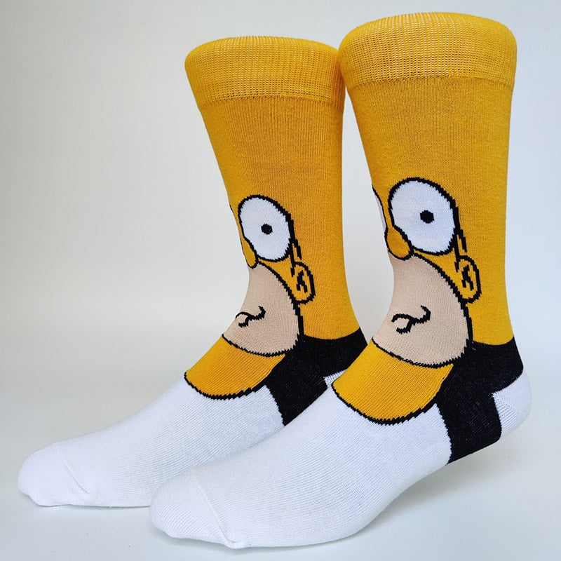 Simpsons Cartoon Anime Funny Socks Men Hip Hop Print Novelty Crazy Sokken Hip Hop Unisex Comfortable Skateboard Happy Meias