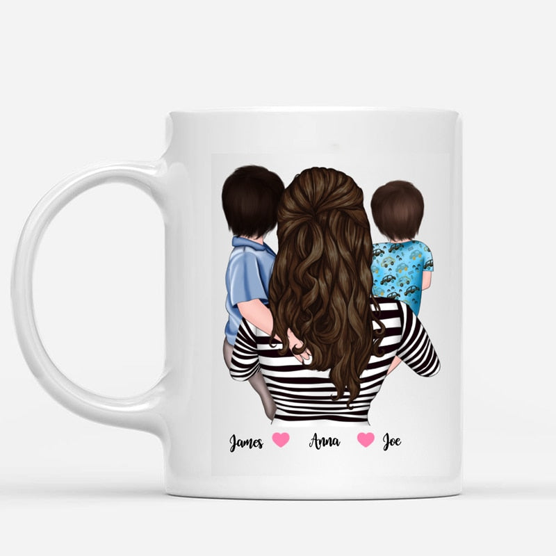 Personalized Coffee Mug Family Mom and Daughter Son Happiness Is Being A Mom Gift Mugs Cups 11oz/15oz R2062