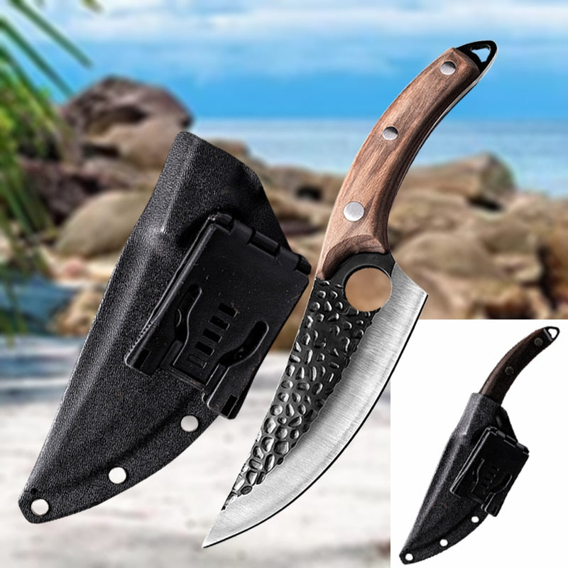 Stainless Steel Kitchen Boning Knife Fishing Knife Meat Cleaver Handmade Forged Chef Outdoor Cooking Cutter Butcher Knife Tool