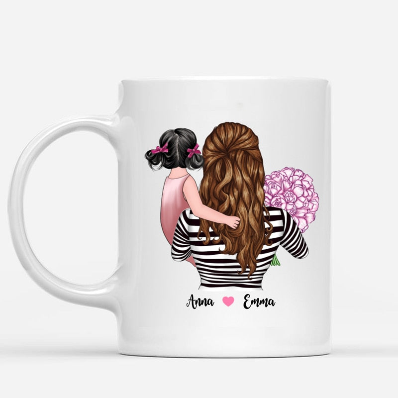 Personalized Coffee Mug Family Mom and Daughter Son Happiness Is Being A Mom Gift Mugs Cups 11oz/15oz R2062