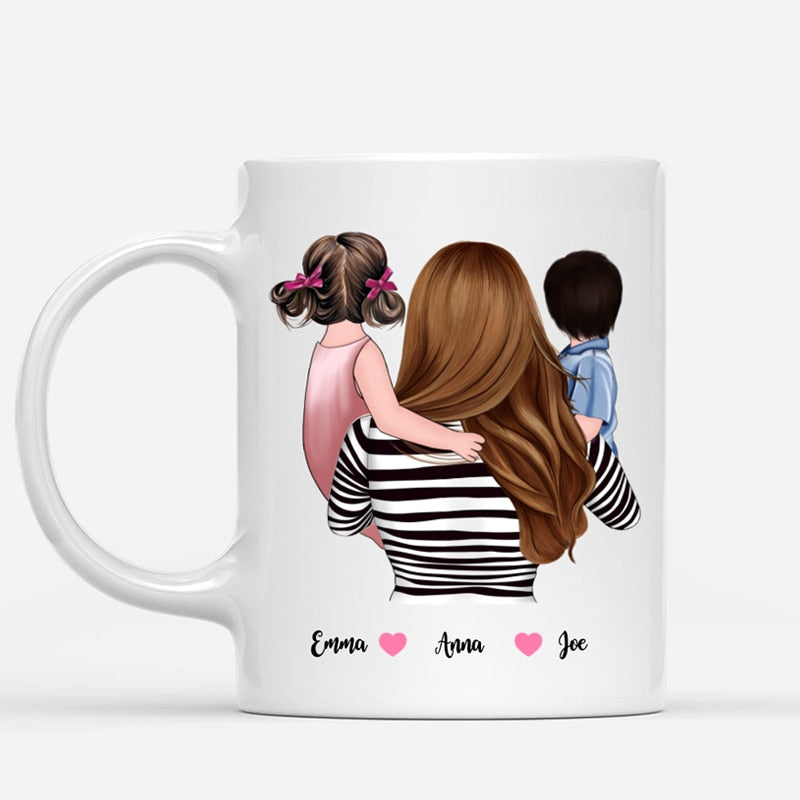 Personalized Coffee Mug Family Mom and Daughter Son Happiness Is Being A Mom Gift Mugs Cups 11oz/15oz R2062