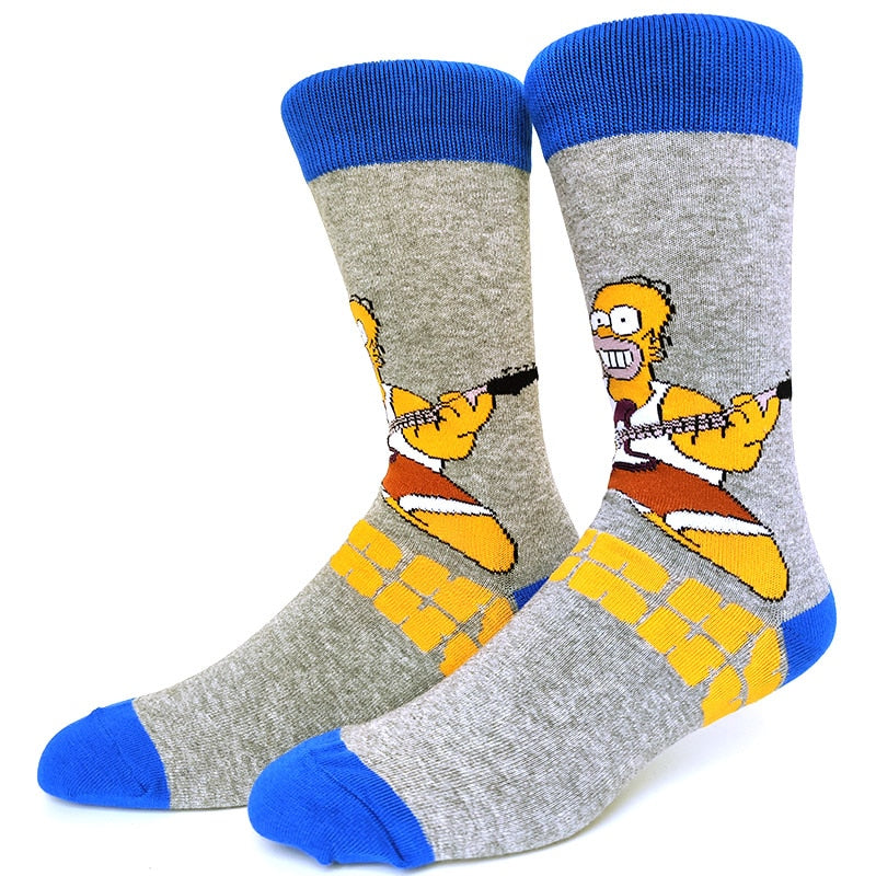 Simpsons Cartoon Anime Funny Socks Men Hip Hop Print Novelty Crazy Sokken Hip Hop Unisex Comfortable Skateboard Happy Meias
