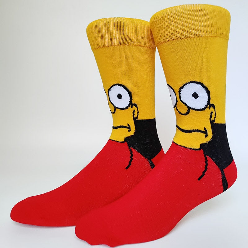 Simpsons Cartoon Anime Funny Socks Men Hip Hop Print Novelty Crazy Sokken Hip Hop Unisex Comfortable Skateboard Happy Meias