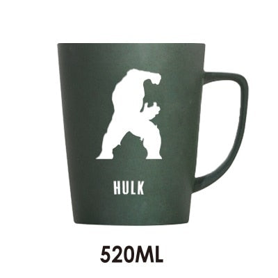 350ML/520ML Super Hero Avenger Infinity Mugs With Cover and Spoon Pure Color Mugs Cup Kitchen Tool Gift