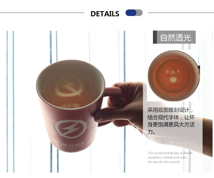 350ML/520ML Super Hero Avenger Infinity Mugs With Cover and Spoon Pure Color Mugs Cup Kitchen Tool Gift