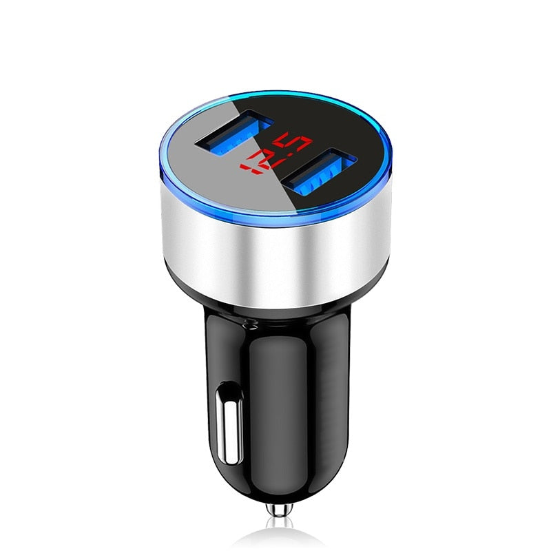 Car Charger 3.1A LED Display USB Phone Charger for Xiaomi Samsung IPhone 12 11 Pro 7 8 Plus Mobile Phone Adapter Car-Charger