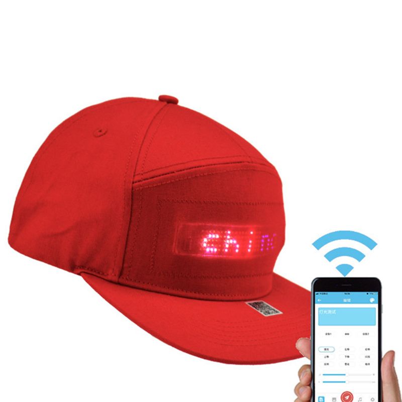Unisex Bluetooth LED Mobile Phone APP Controlled Baseball Hat Scroll Message Display Board Hip Hop Street Snapback Cap