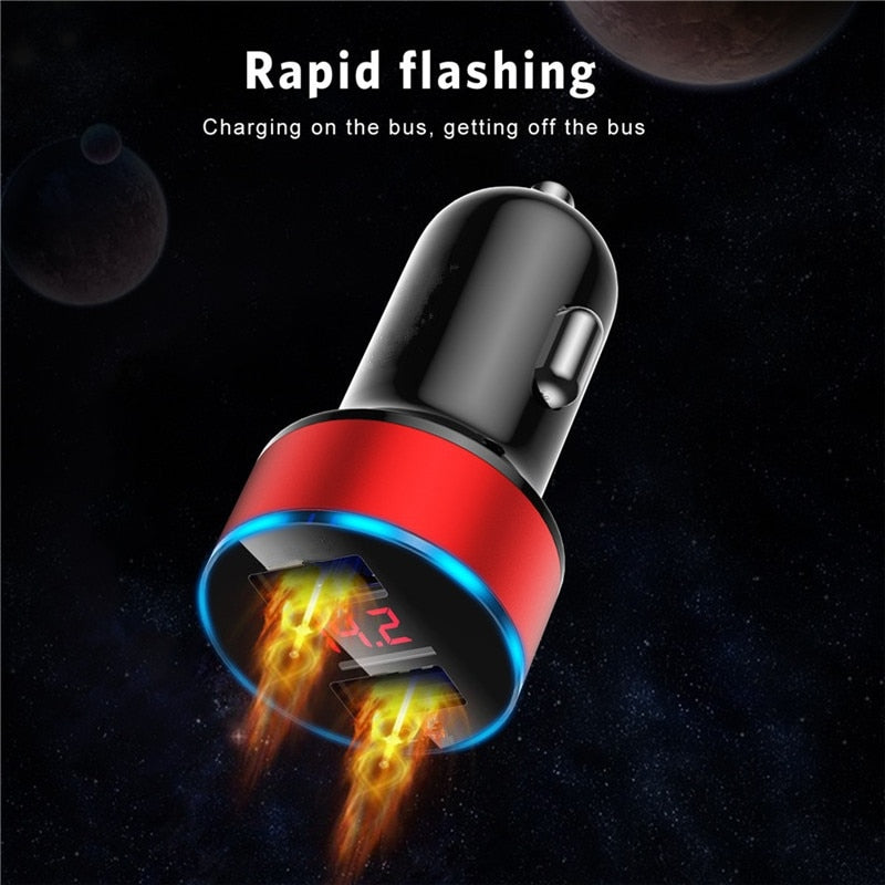 Car Charger 3.1A LED Display USB Phone Charger for Xiaomi Samsung IPhone 12 11 Pro 7 8 Plus Mobile Phone Adapter Car-Charger