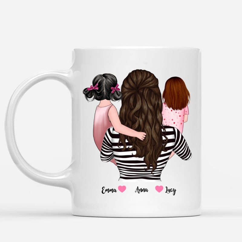 Personalized Coffee Mug Family Mom and Daughter Son Happiness Is Being A Mom Gift Mugs Cups 11oz/15oz R2062