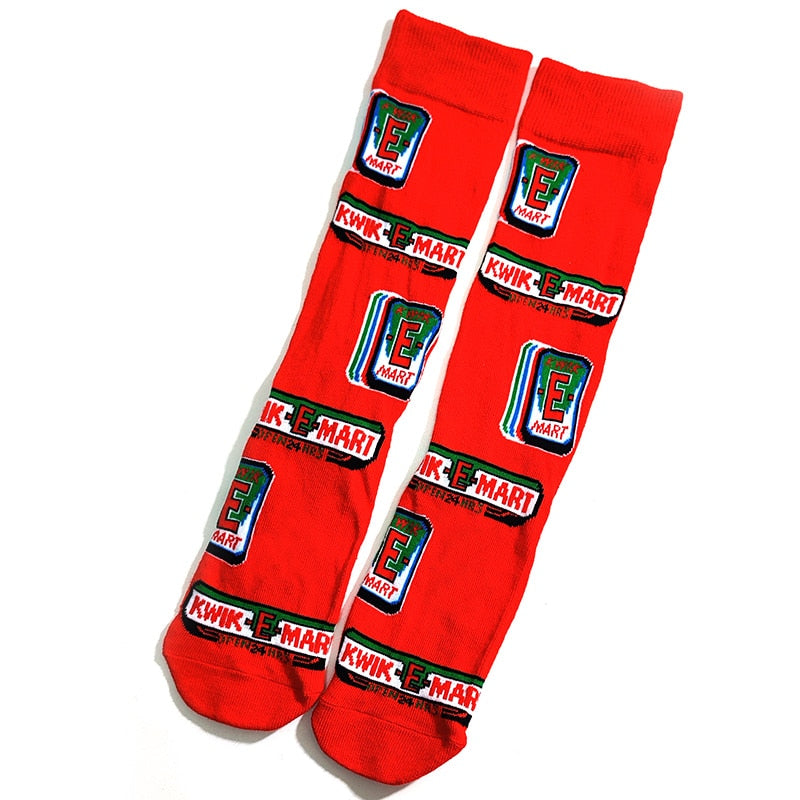 Simpsons Cartoon Anime Funny Socks Men Hip Hop Print Novelty Crazy Sokken Hip Hop Unisex Comfortable Skateboard Happy Meias