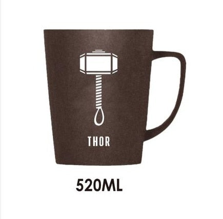 350ML/520ML Super Hero Avenger Infinity Mugs With Cover and Spoon Pure Color Mugs Cup Kitchen Tool Gift