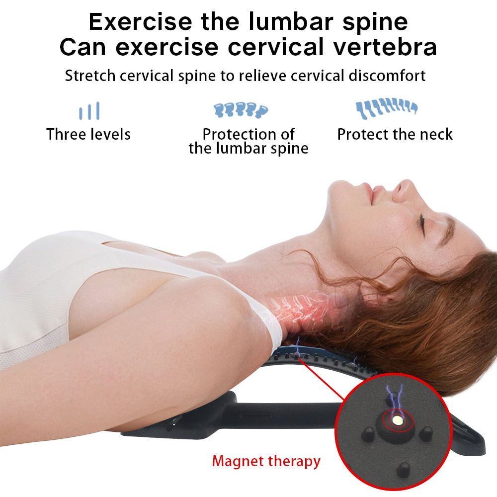 Masajeador de espalda ajustable de varios niveles, estiramiento de cintura y cuello, Fitness, Lumbar, soporte para columna Cervical, alivio del dolor, relajación