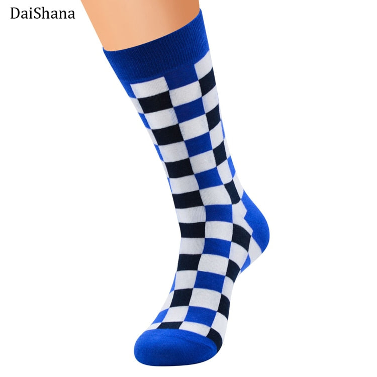Harajuku Street Fashion Trendly Women Socks Black and White Squares Pattern Socks Men Novelty Skateboard Funny Cotton Socks