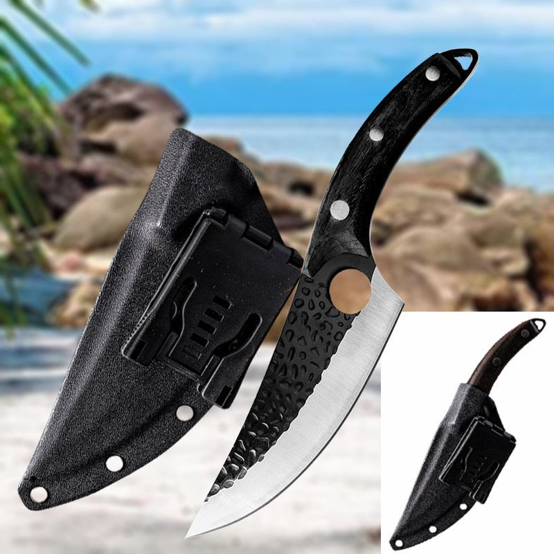 Stainless Steel Kitchen Boning Knife Fishing Knife Meat Cleaver Handmade Forged Chef Outdoor Cooking Cutter Butcher Knife Tool