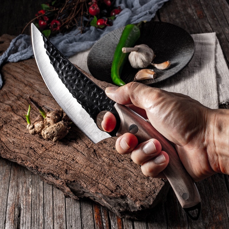 Stainless Steel Kitchen Boning Knife Fishing Knife Meat Cleaver Handmade Forged Chef Outdoor Cooking Cutter Butcher Knife Tool