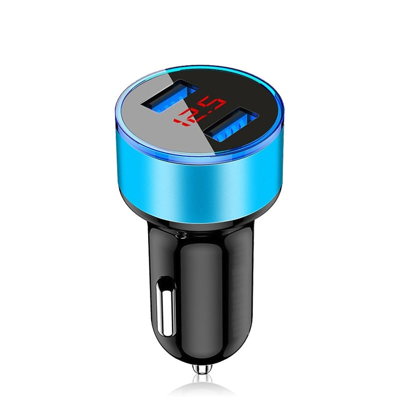 Car Charger 3.1A LED Display USB Phone Charger for Xiaomi Samsung IPhone 12 11 Pro 7 8 Plus Mobile Phone Adapter Car-Charger
