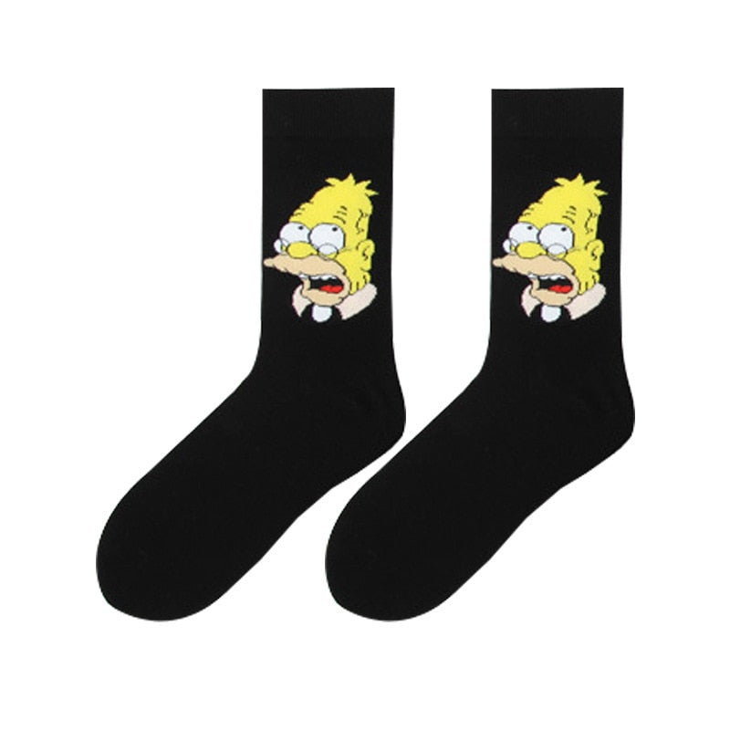 Simpsons Cartoon Anime Funny Socks Men Hip Hop Print Novelty Crazy Sokken Hip Hop Unisex Comfortable Skateboard Happy Meias
