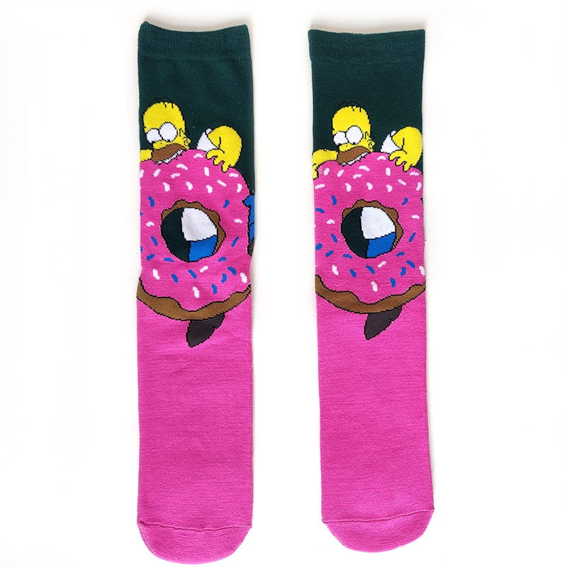 Simpsons Cartoon Anime Funny Socks Men Hip Hop Print Novelty Crazy Sokken Hip Hop Unisex Comfortable Skateboard Happy Meias