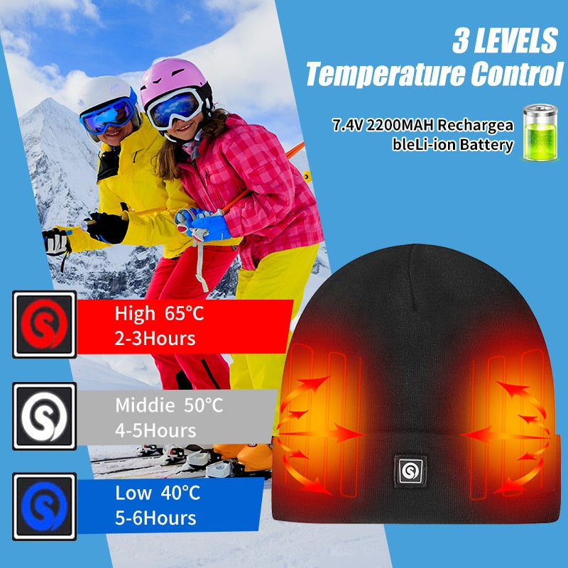 Savior Heat Heated Hat Battery Heated Beanie Hat Electric Rechargeable Warm Winter Heated Fleece Cap Balaclava