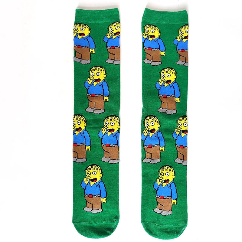 Simpsons Cartoon Anime Funny Socks Men Hip Hop Print Novelty Crazy Sokken Hip Hop Unisex Comfortable Skateboard Happy Meias