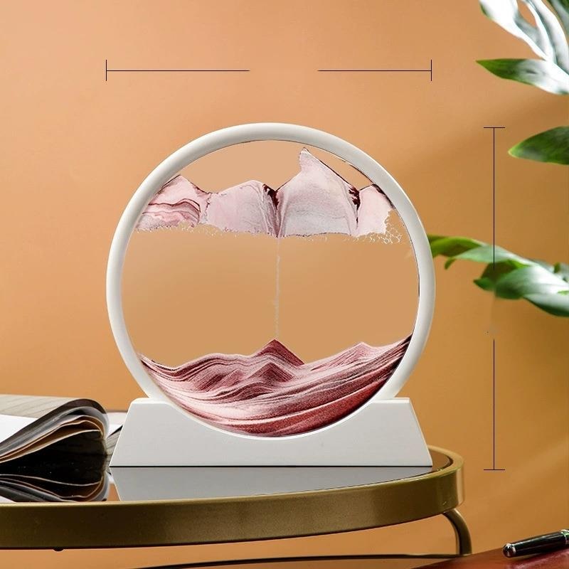 Paisaje de arena móvil de 12 pulgadas, imagen artística de reloj de arena en movimiento, pintura de arena que fluye con adornos líquidos, decoración del hogar