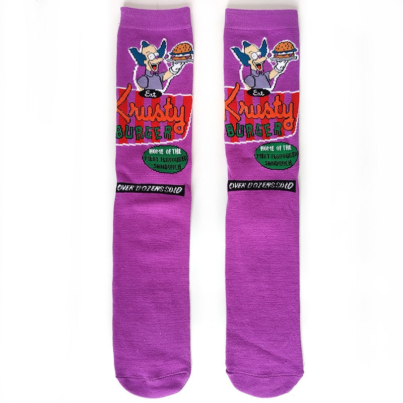 Simpsons Cartoon Anime Funny Socks Men Hip Hop Print Novelty Crazy Sokken Hip Hop Unisex Comfortable Skateboard Happy Meias