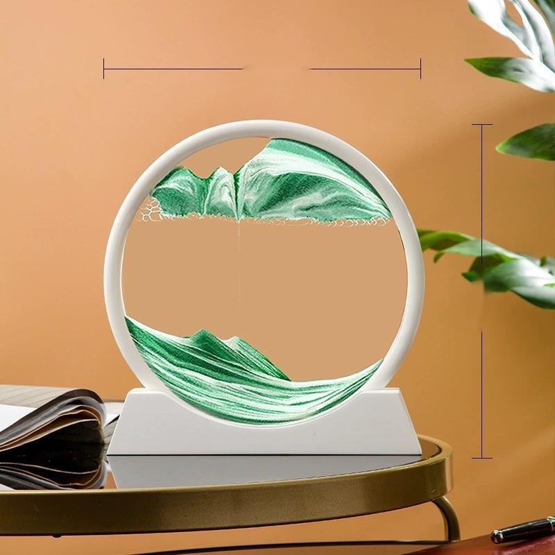 Paisaje de arena móvil de 12 pulgadas, imagen artística de reloj de arena en movimiento, pintura de arena que fluye con adornos líquidos, decoración del hogar