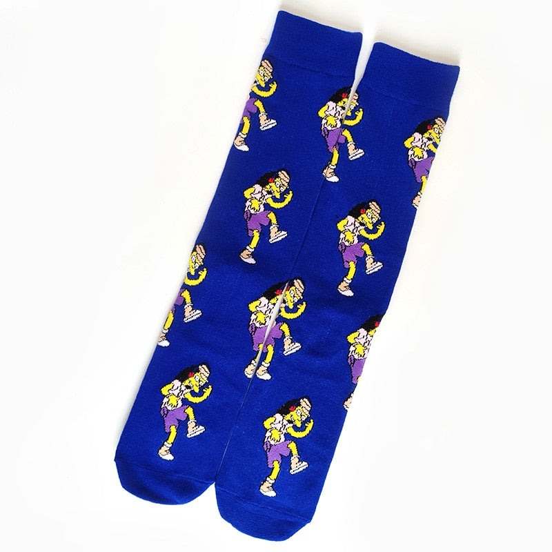Simpsons Cartoon Anime Funny Socks Men Hip Hop Print Novelty Crazy Sokken Hip Hop Unisex Comfortable Skateboard Happy Meias