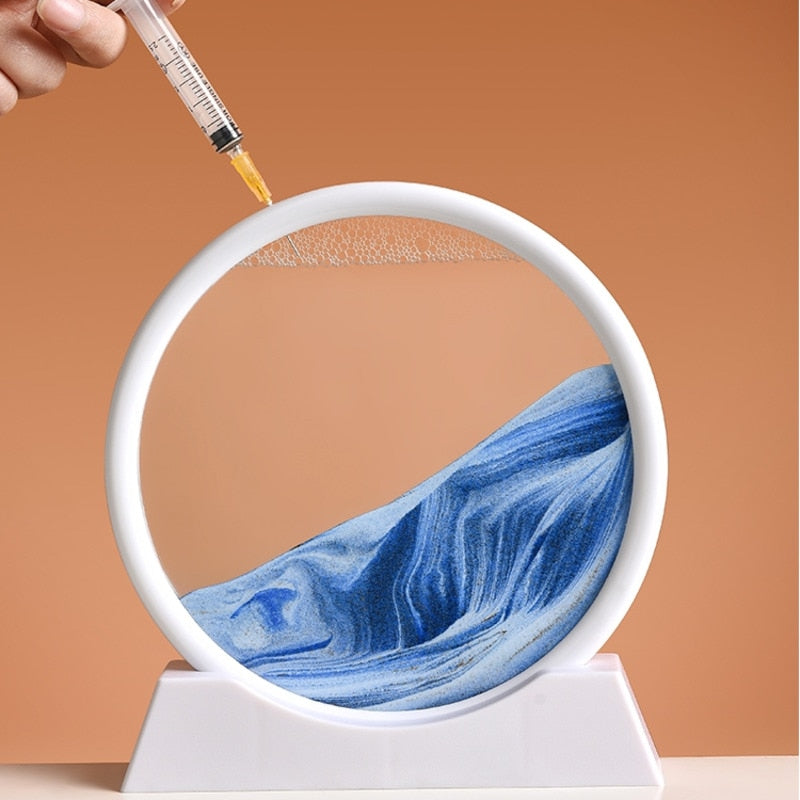 Paisaje de arena móvil de 12 pulgadas, imagen artística de reloj de arena en movimiento, pintura de arena que fluye con adornos líquidos, decoración del hogar