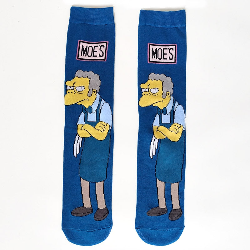 Simpsons Cartoon Anime Funny Socks Men Hip Hop Print Novelty Crazy Sokken Hip Hop Unisex Comfortable Skateboard Happy Meias