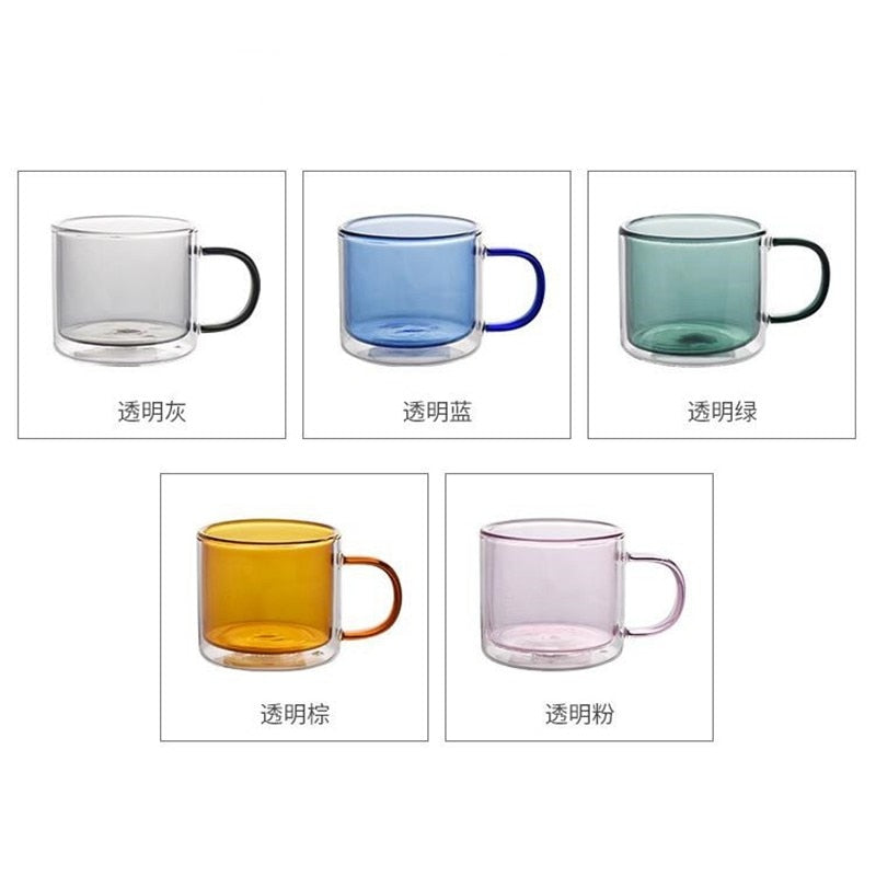 250ml Wine Glasses Drinking Tumbler Whiskey Vodka Cup Coffee Juice Water Cups Tea Creative Mug Double Bottom Glass Mugs For Home