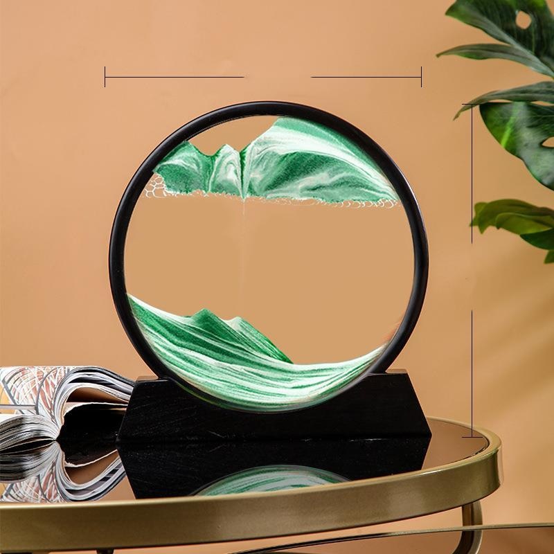 Paisaje de arena móvil de 12 pulgadas, imagen artística de reloj de arena en movimiento, pintura de arena que fluye con adornos líquidos, decoración del hogar
