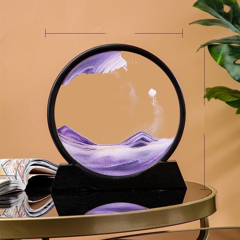 Paisaje de arena móvil de 12 pulgadas, imagen artística de reloj de arena en movimiento, pintura de arena que fluye con adornos líquidos, decoración del hogar