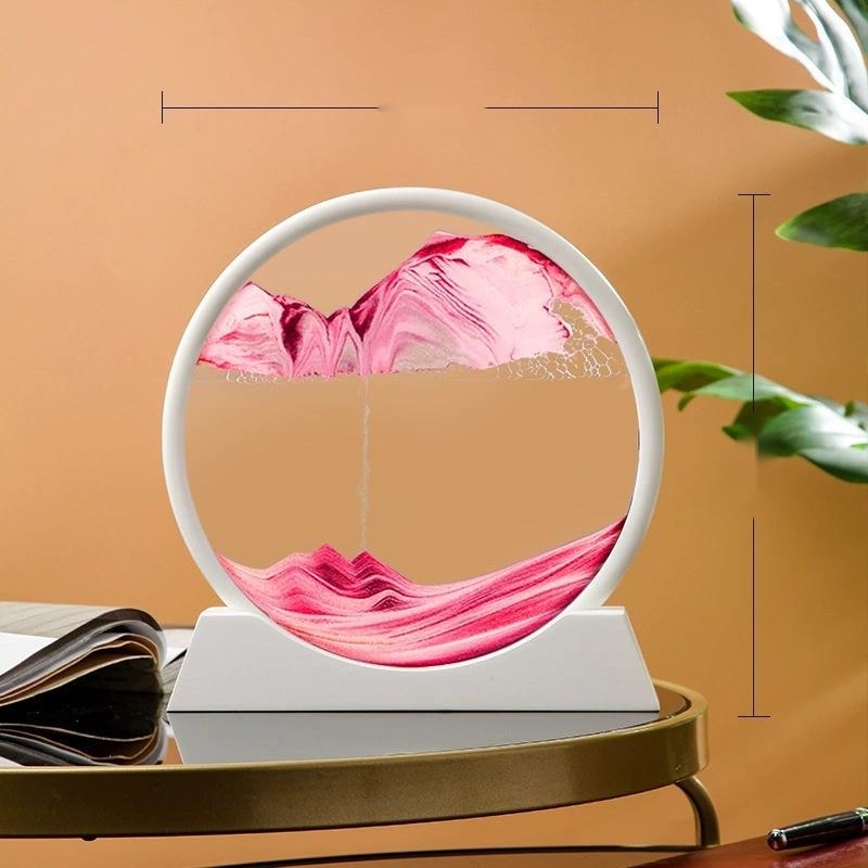 Paisaje de arena móvil de 12 pulgadas, imagen artística de reloj de arena en movimiento, pintura de arena que fluye con adornos líquidos, decoración del hogar
