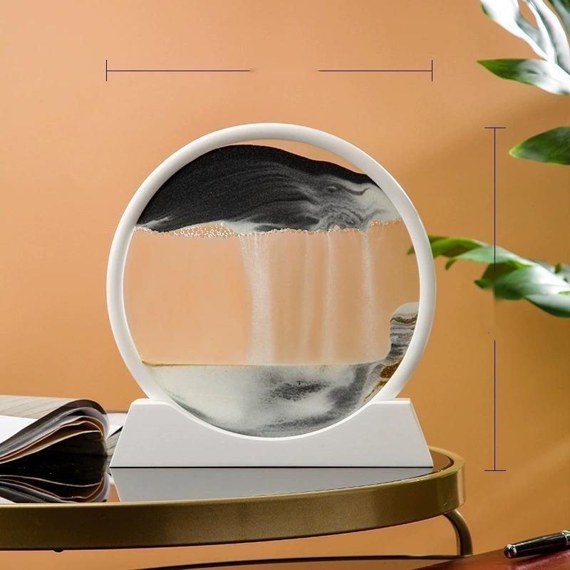 Paisaje de arena móvil de 12 pulgadas, imagen artística de reloj de arena en movimiento, pintura de arena que fluye con adornos líquidos, decoración del hogar
