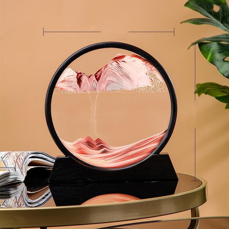 Paisaje de arena móvil de 12 pulgadas, imagen artística de reloj de arena en movimiento, pintura de arena que fluye con adornos líquidos, decoración del hogar